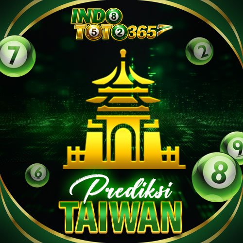Grafik prediksi Toto 4D Taiwan dengan latar belakang hijau gelap bertema digital; menampilkan ikon pagoda emas besar di tengah dan beberapa bola lotre hijau melayang dengan angka 7, 2, 9, 8, dan 6; terdapat logo INDOTOTO365 di bagian atas dan tulisan "Prediksi TAIWAN" dengan font bergaya kursif putih dan sans-serif hijau di bagian bawah.